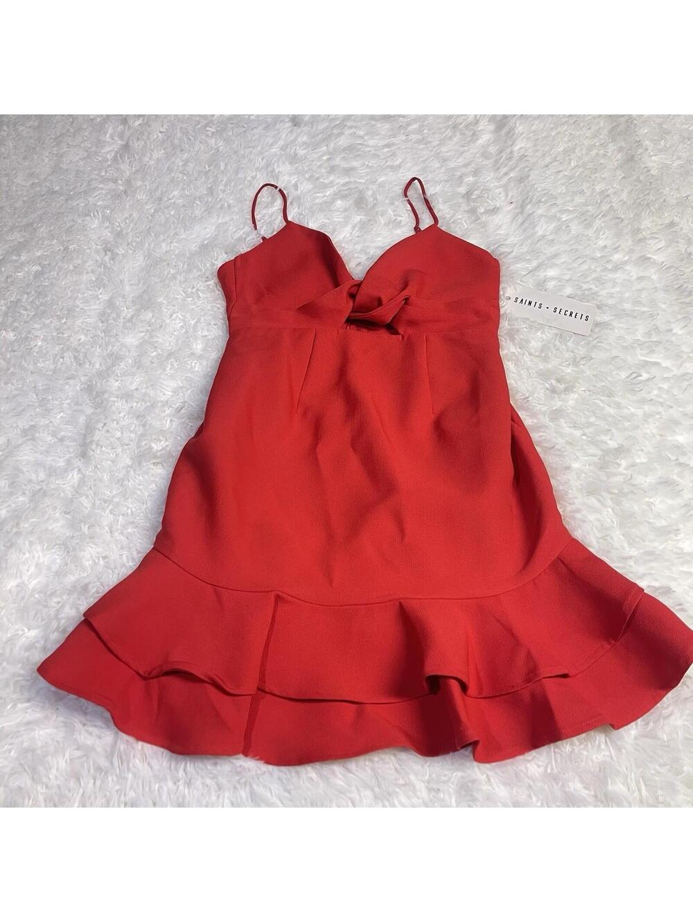 Saints + Secrets Red Spaghetti Strap Short Dress M NWT